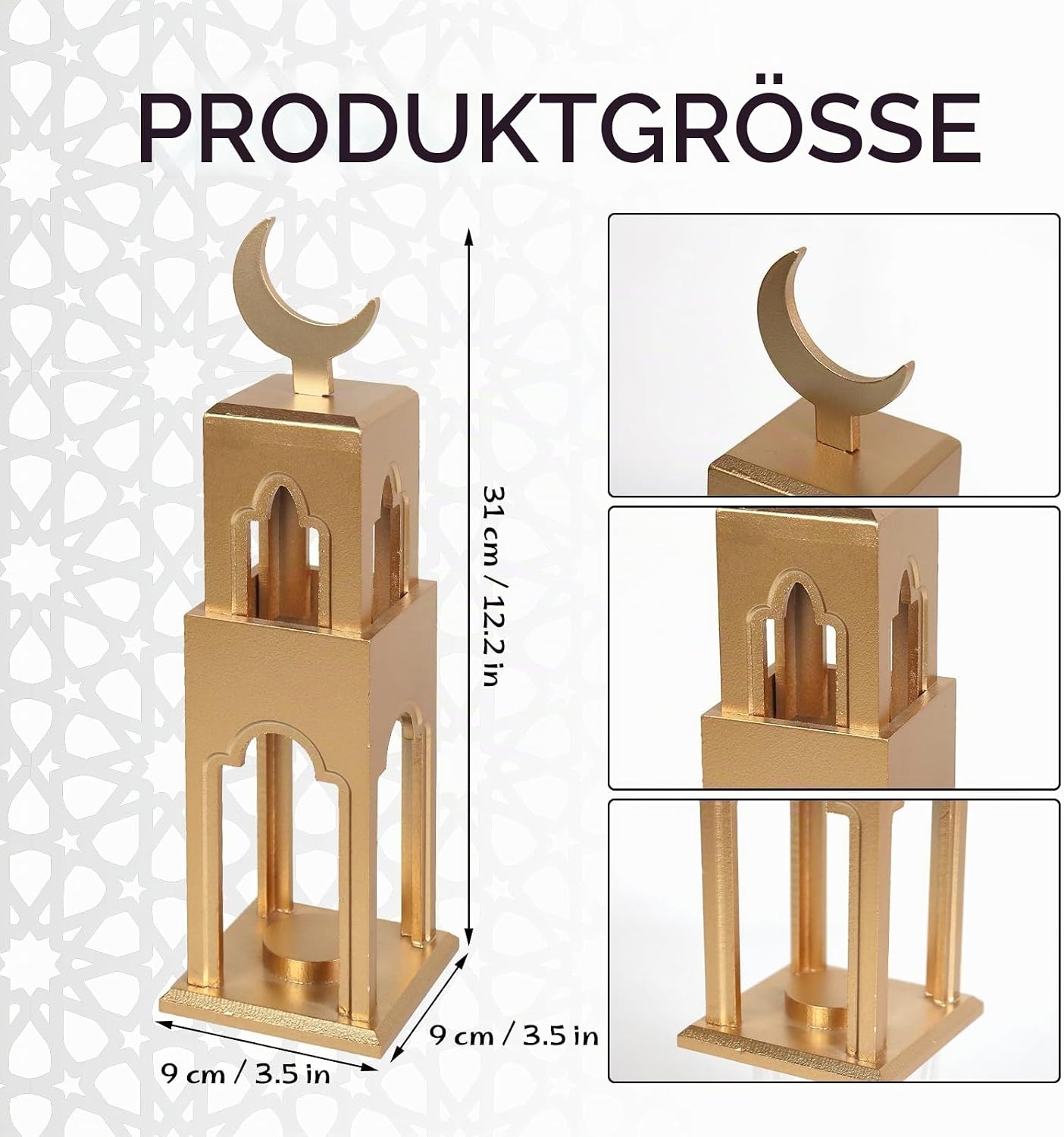 Hajj & Umrah Mubarak Holzdeko – Halbmond & Minarett