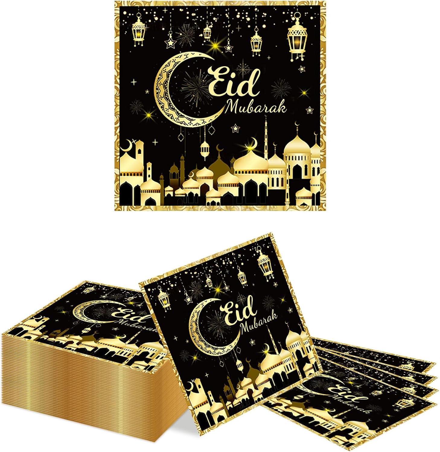 Umrah Mubarak Tischdeko Set – Weiß & Gold (40Stuck)