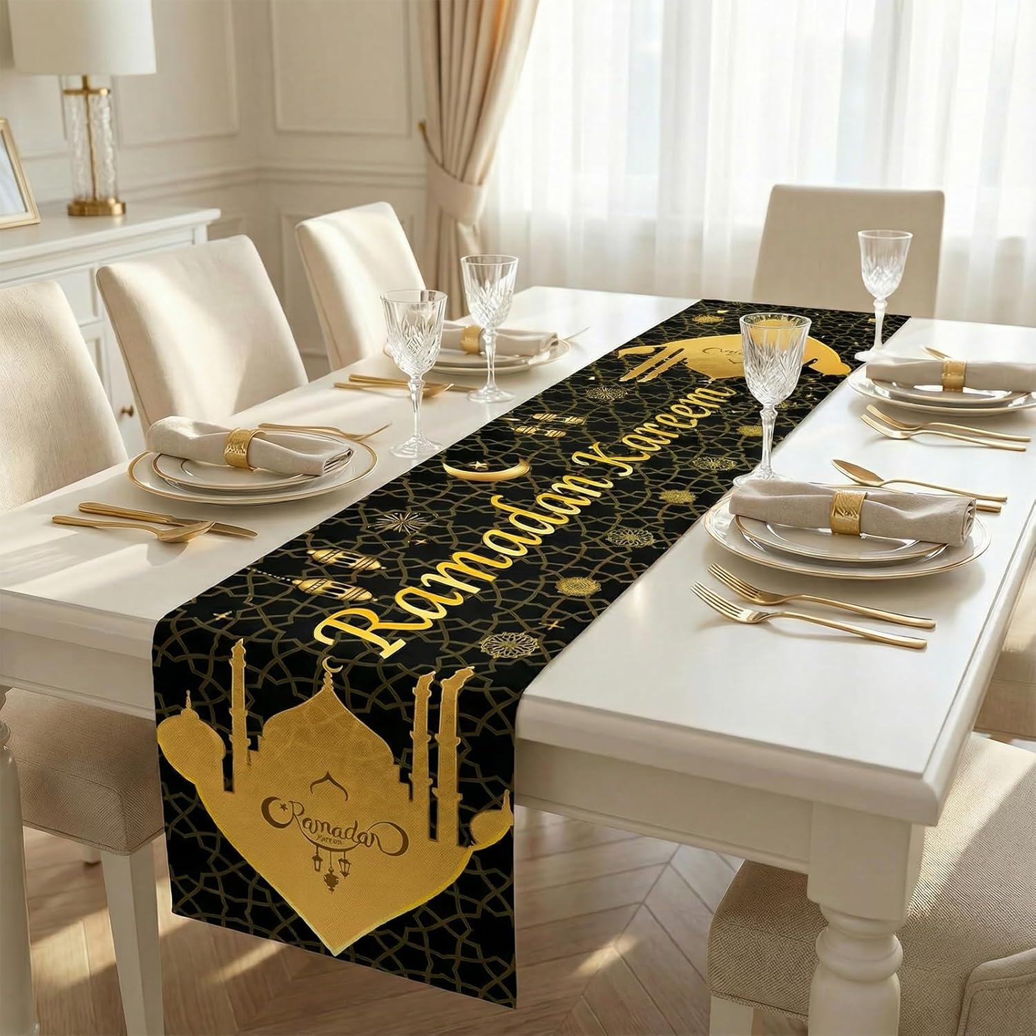 Ramadan Tischläufer – Schwarz & Gold