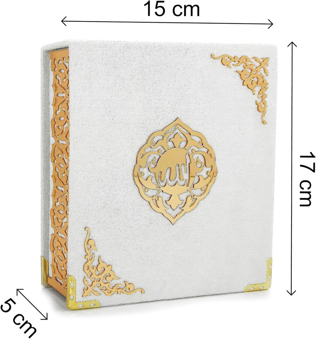 Samt Quran & Tasbih Geschenkbox – Weiß